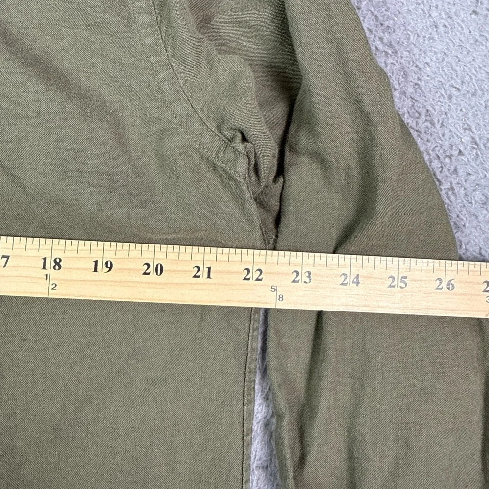 Banana Republic Shirt Mens M Green Long Sleeve Linen Blend Button Up Summer